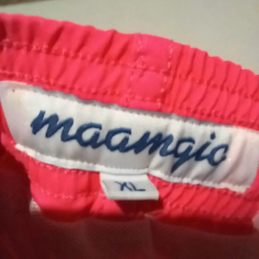 Maamgic Neon Striped Swim Trunks-Size XL-Drawstring-Elastic Waist-Mesh Brief-